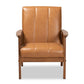 Nikko Mid-century Modern Tan Faux Leather Upholstered and Walnut Brown finished Wood Lounge Chair FredCo