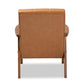 Nikko Mid-century Modern Tan Faux Leather Upholstered and Walnut Brown finished Wood Lounge Chair FredCo