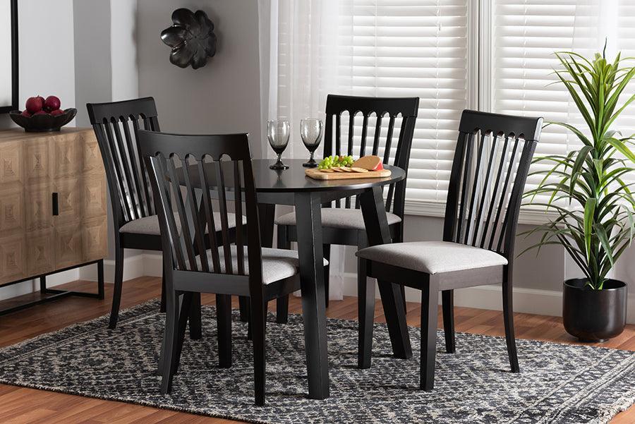 Nina Modern Grey Fabric and Espresso Brown Finished Wood 5-Piece Dining Set FredCo
