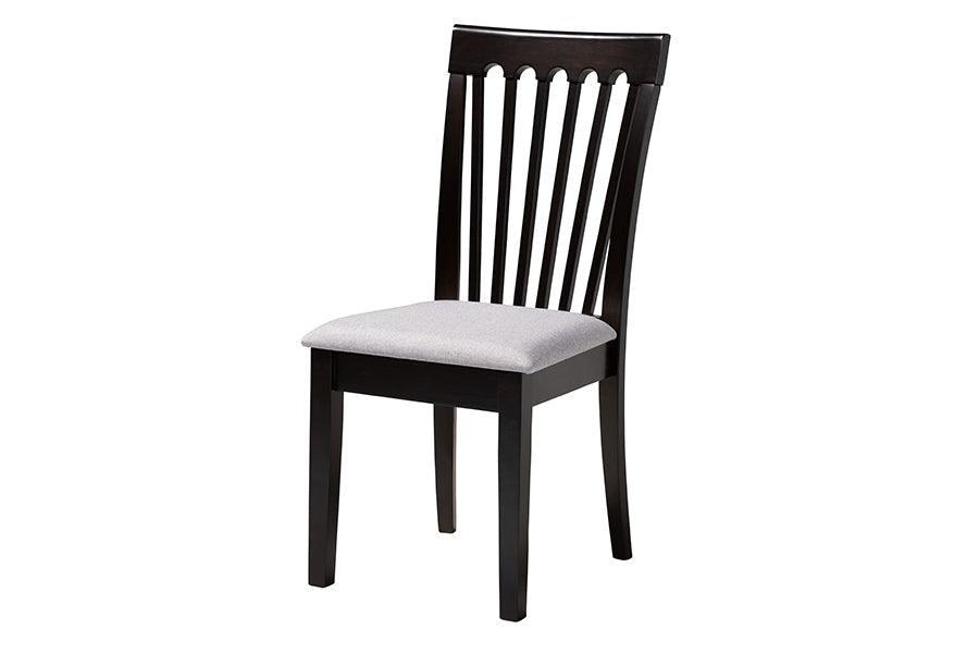 Nina Modern Grey Fabric and Espresso Brown Finished Wood 5-Piece Dining Set FredCo