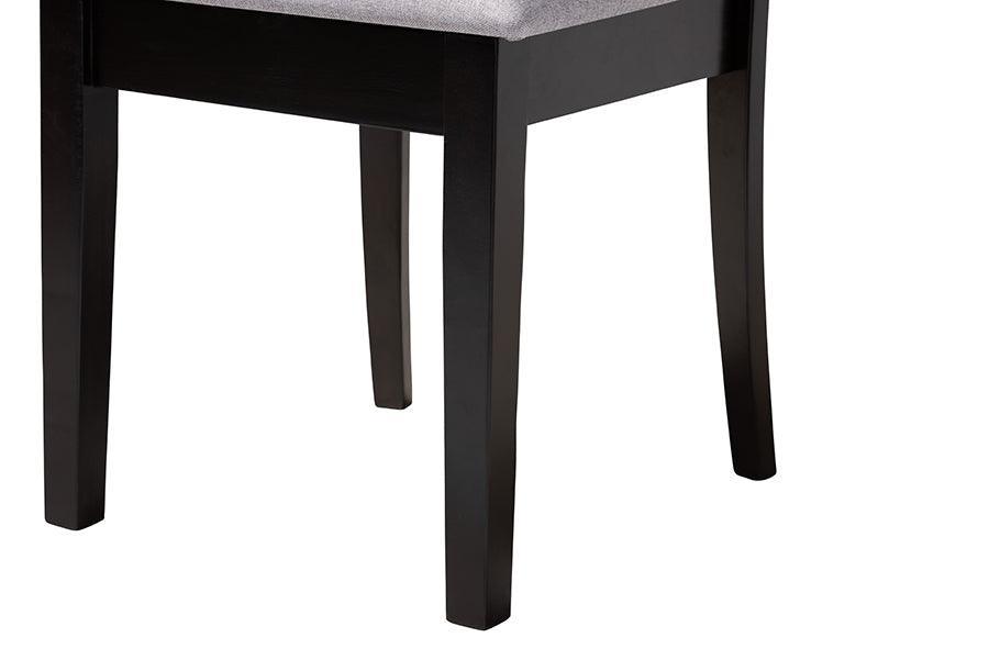 Nina Modern Grey Fabric and Espresso Brown Finished Wood 5-Piece Dining Set FredCo