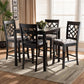 Nisa Modern and Contemporary Grey Fabric Upholstered Espresso Brown Finished 5-Piece Wood Pub Set FredCo