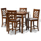 Nisa Modern and Contemporary Grey Fabric Upholstered Walnut Brown Finished Wood 5-Piece Pub Set FredCo