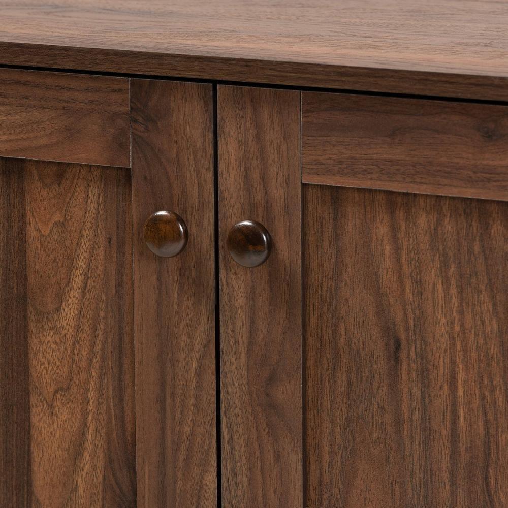 Nissa Modern and Contemporary Walnut Brown Finished Wood 2-Door Shoe Storage Cabinet FredCo