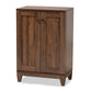 Nissa Modern and Contemporary Walnut Brown Finished Wood 2-Door Shoe Storage Cabinet FredCo