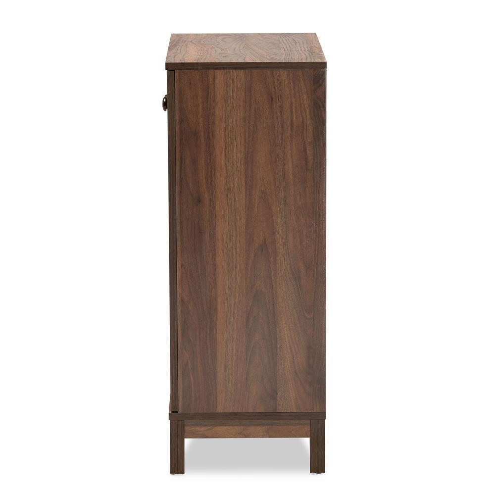 Nissa Modern and Contemporary Walnut Brown Finished Wood 2-Door Shoe Storage Cabinet FredCo