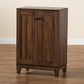 Nissa Modern and Contemporary Walnut Brown Finished Wood 2-Door Shoe Storage Cabinet FredCo
