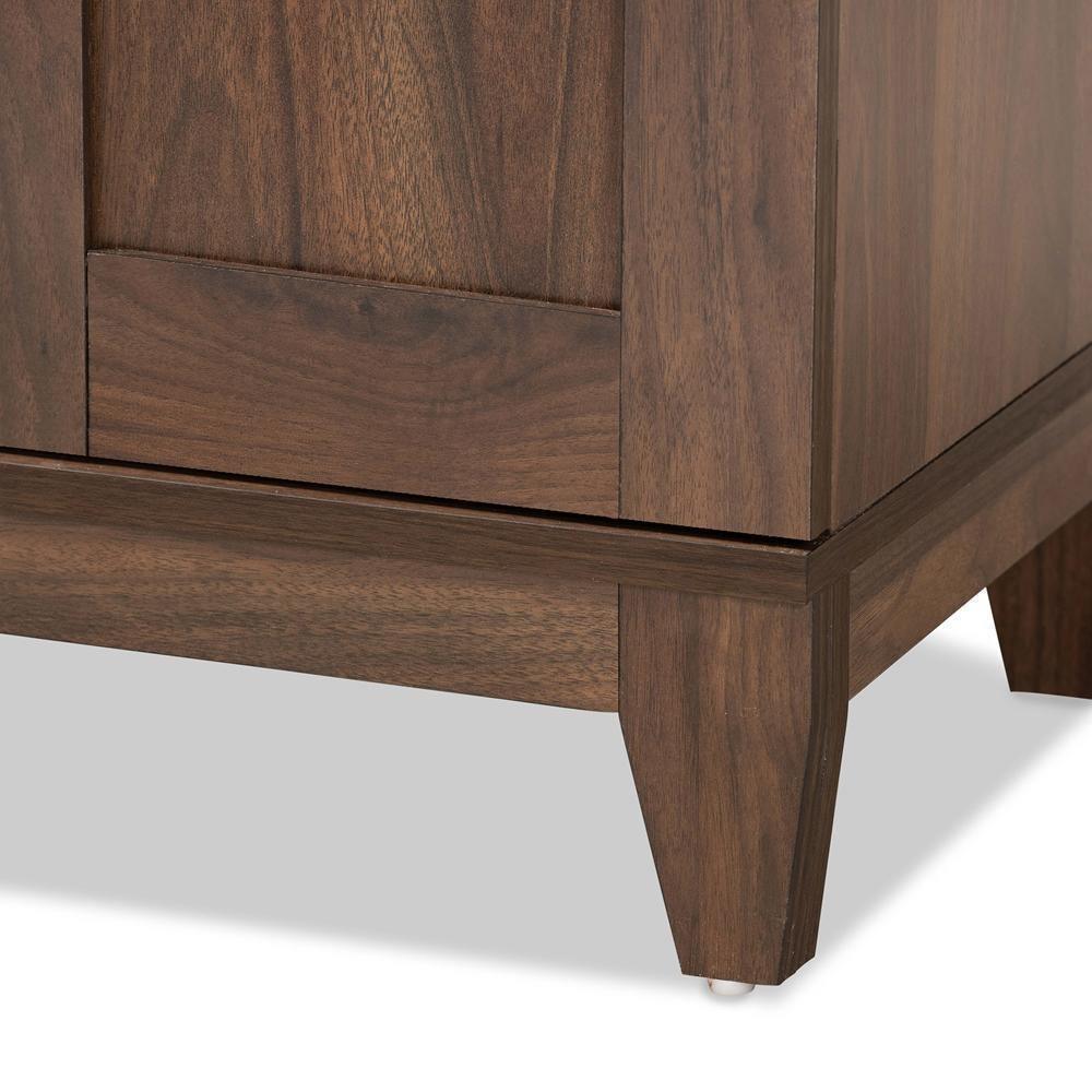 Nissa Modern and Contemporary Walnut Brown Finished Wood 2-Door Shoe Storage Cabinet FredCo