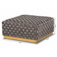 Noah Luxe and Glam Grey Velvet Fabric Upholstered and Gold Finished Square Cocktail Ottoman FredCo