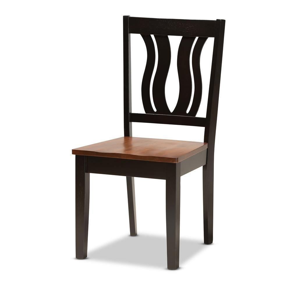 Noelia Modern and Contemporary Transitional Two-Tone Dark Brown and Walnut Brown Finished Wood 5-Piece Dining Set FredCo