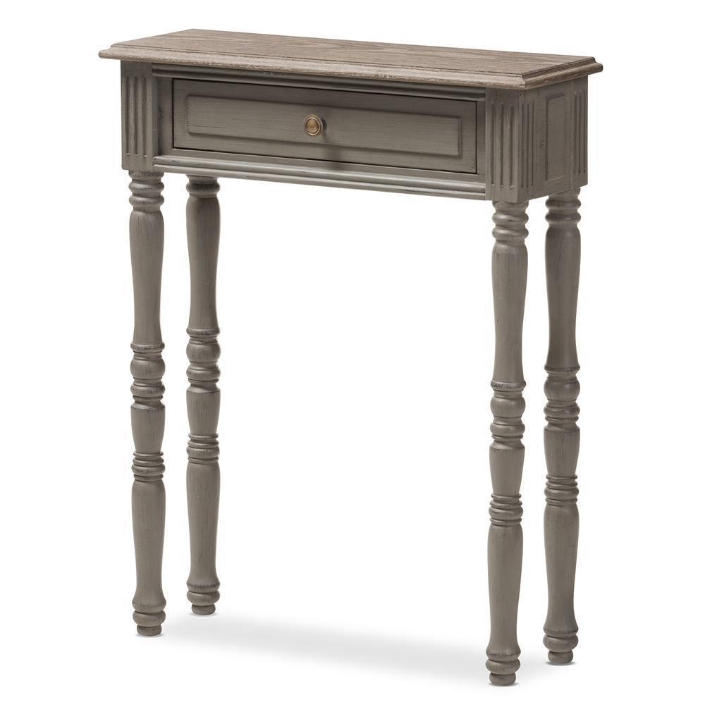 Noemie Country Cottage Farmhouse Brown Finished 1-Drawer Console Table FredCo