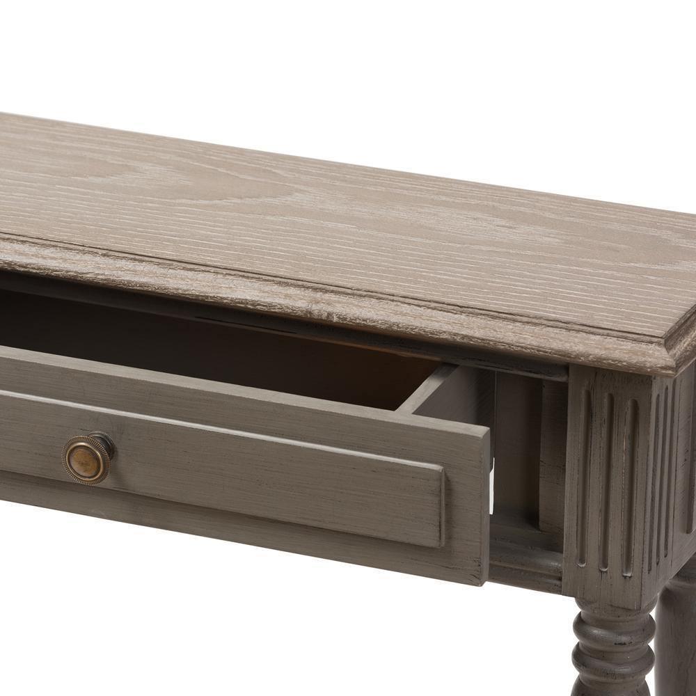 Noemie Country Cottage Farmhouse Brown Finished 1-Drawer Console Table FredCo