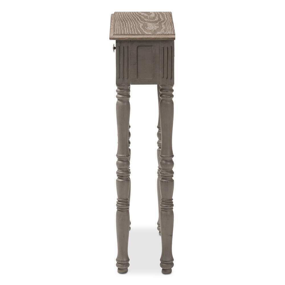 Noemie Country Cottage Farmhouse Brown Finished 1-Drawer Console Table FredCo