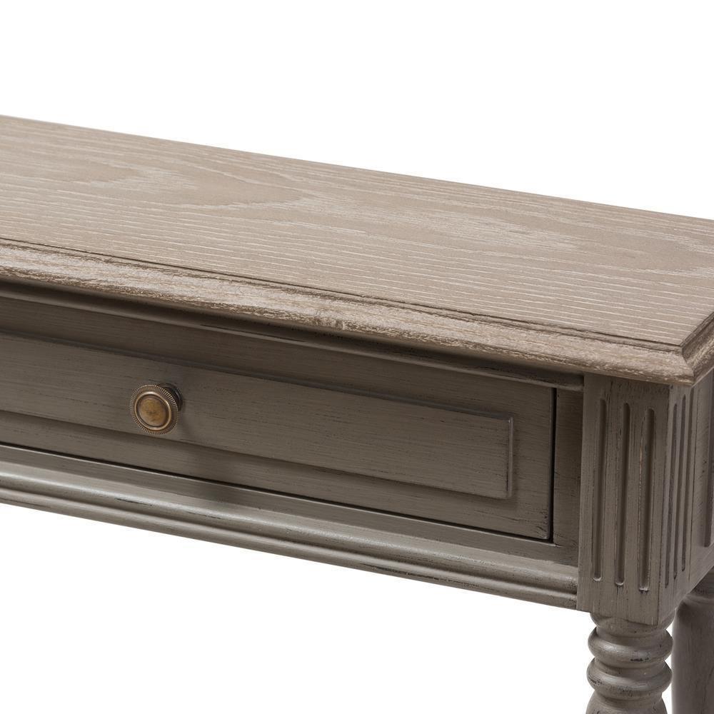 Noemie Country Cottage Farmhouse Brown Finished 1-Drawer Console Table FredCo
