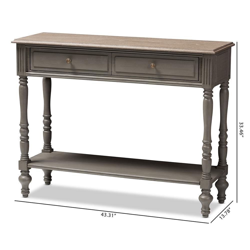 Noemie Country Cottage Farmhouse Brown Finished 2-Drawer Console Table FredCo