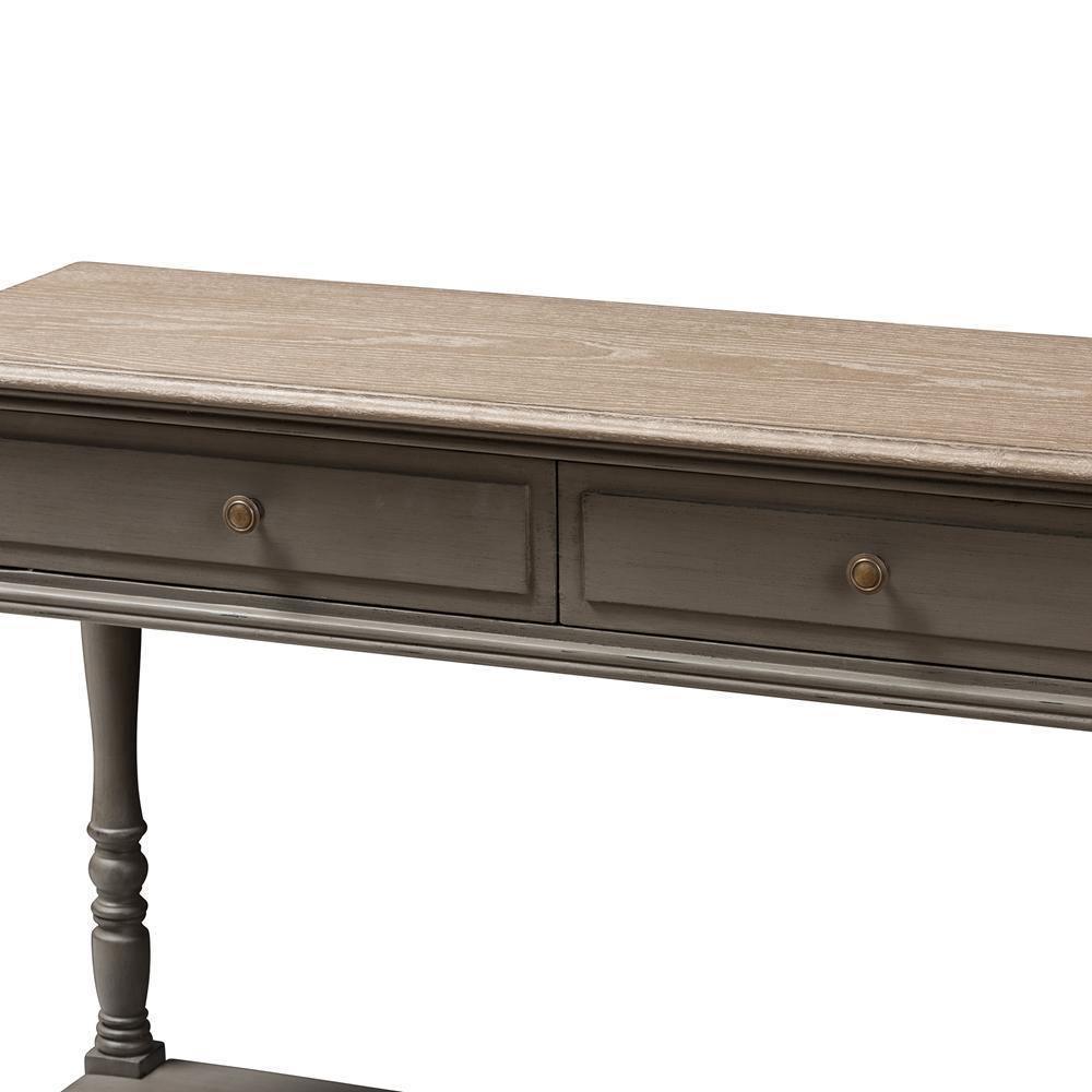 Noemie Country Cottage Farmhouse Brown Finished 2-Drawer Console Table FredCo