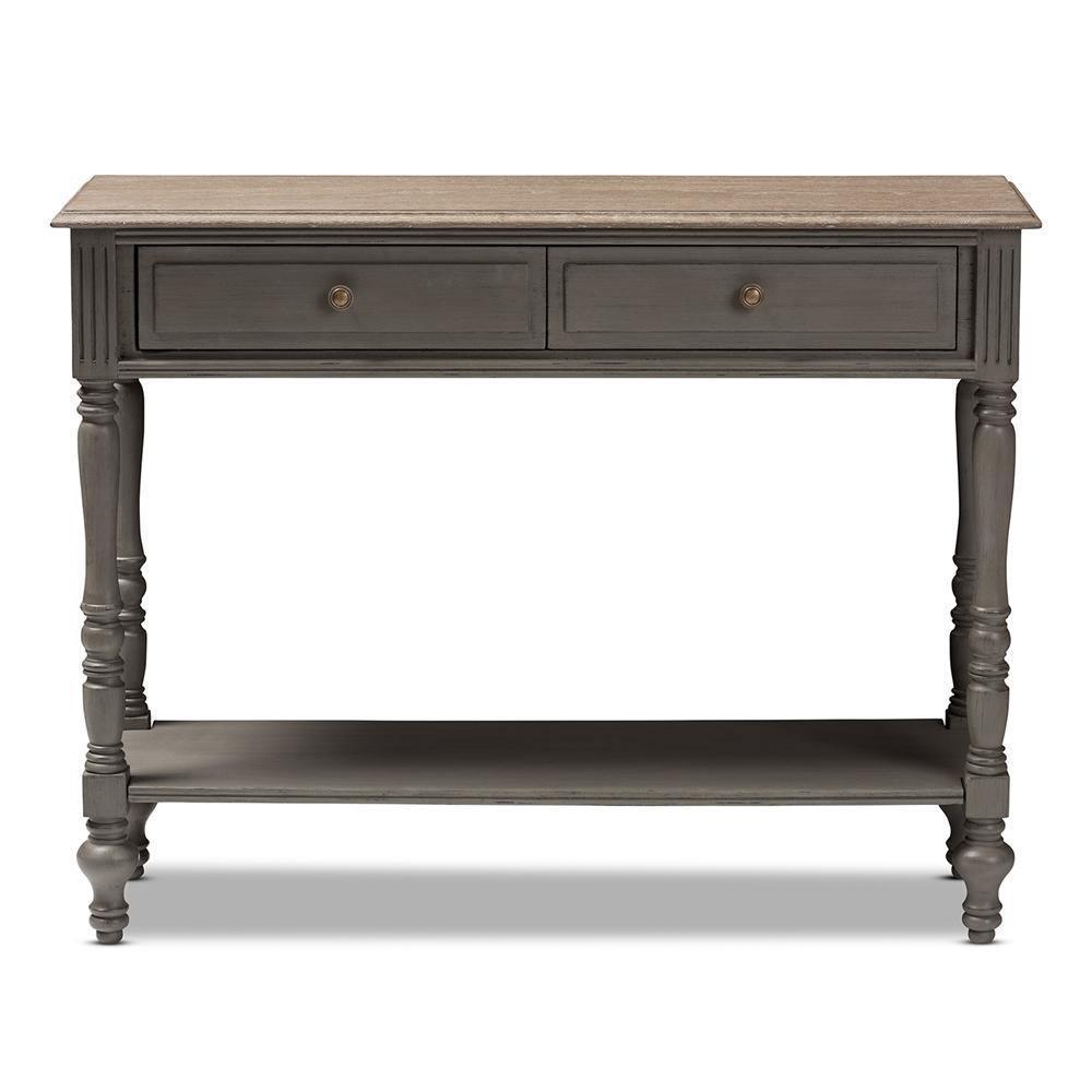 Noemie Country Cottage Farmhouse Brown Finished 2-Drawer Console Table FredCo