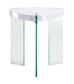 Noland End Table White High Gloss & Clear Glass FredCo