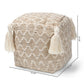 Noland Moroccan Inspired Natural and Ivory Handwoven Cotton and Hemp Pouf Ottoman FredCo