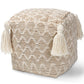 Noland Moroccan Inspired Natural and Ivory Handwoven Cotton and Hemp Pouf Ottoman FredCo