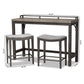 Noll Modern and Contemporary Grey Fabric Upholstered 3-Piece Multipurpose Metal Counter Table Set FredCo