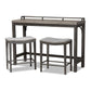 Noll Modern and Contemporary Grey Fabric Upholstered 3-Piece Multipurpose Metal Counter Table Set FredCo