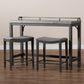 Noll Modern and Contemporary Grey Fabric Upholstered 3-Piece Multipurpose Metal Counter Table Set FredCo