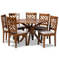 Norah Modern and Contemporary Grey Fabric Upholstered and Walnut Brown Finished Wood 7-Piece Dining Set FredCo