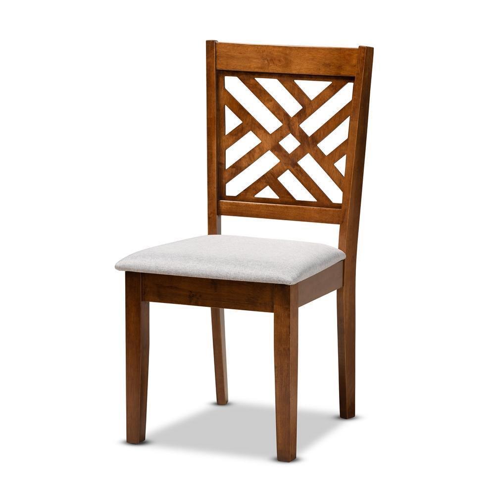 Norah Modern and Contemporary Grey Fabric Upholstered and Walnut Brown Finished Wood 7-Piece Dining Set FredCo