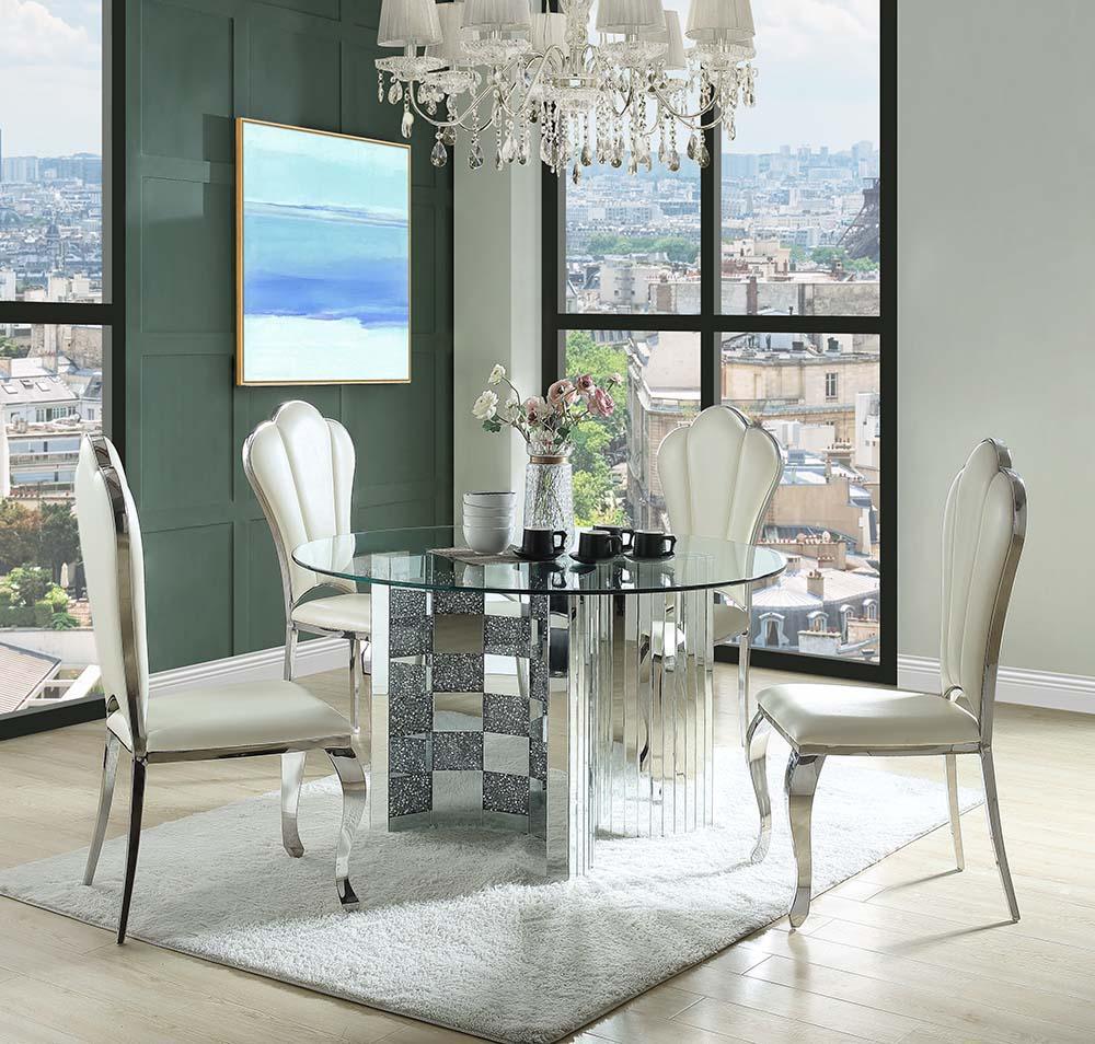 Noralie Dining Table Mirrored & Faux Diamonds FredCo