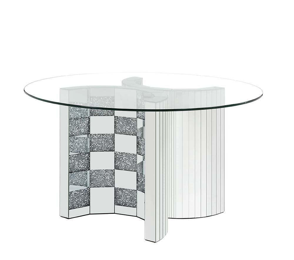 Noralie Dining Table Mirrored & Faux Diamonds FredCo