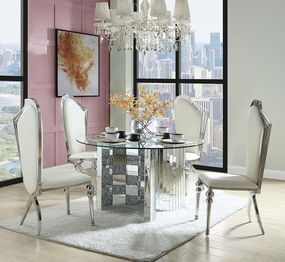Noralie Dining Table Mirrored & Faux Diamonds FredCo