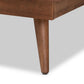 Nura Mid-Century Modern Walnut Brown Finished Wood and Synthetic Rattan Queen Size Platform Bed FredCo