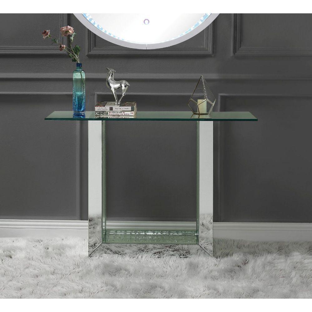 Nysa Console Table Mirrored & Faux Crystals FredCo