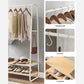 Oak and Cream White Clothes Rack with 2 Shelves, Oak and White FredCo