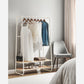 Oak and Cream White Clothes Rack with 2 Shelves, Oak and White FredCo