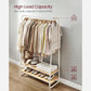 Oak and Cream White Clothes Rack with 2 Shelves, Oak and White FredCo