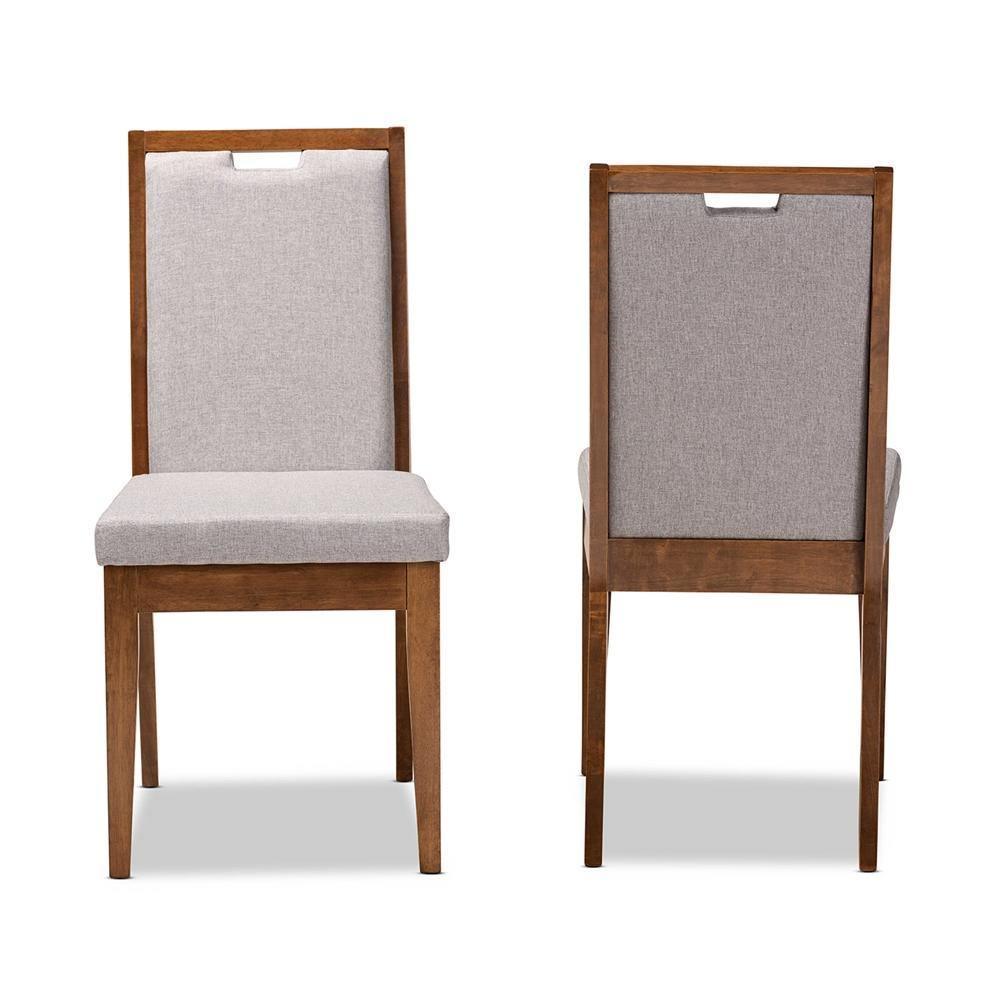 Octavia Modern and Contemporary Grey Fabric Upholstered and Walnut Brown Finished Wood 2-Piece Dining Chair Set FredCo