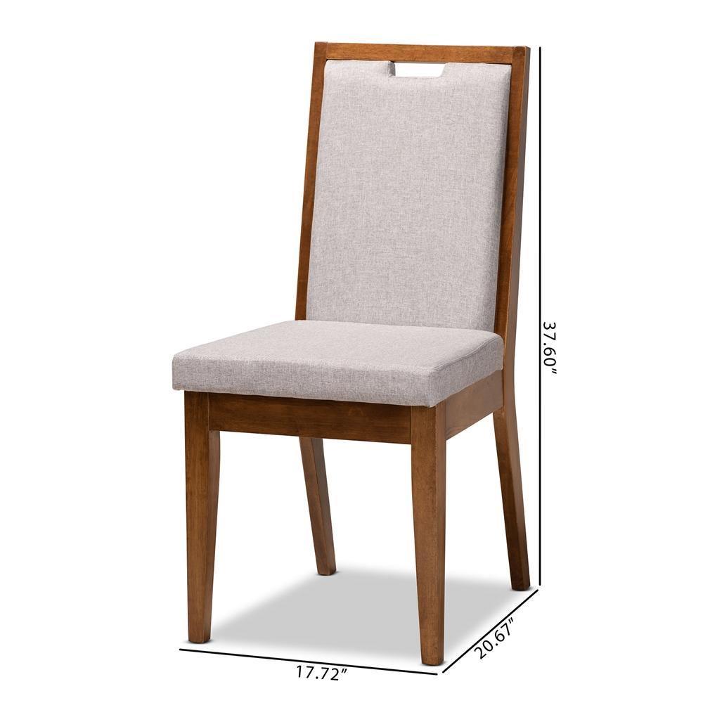 Octavia Modern and Contemporary Grey Fabric Upholstered and Walnut Brown Finished Wood 2-Piece Dining Chair Set FredCo