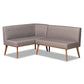 Odessa Mid-Century Modern Grey Fabric Upholstered and Walnut Brown Finished 2-Piece Wood Dining Nook Banquette Set FredCo