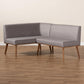 Odessa Mid-Century Modern Grey Fabric Upholstered and Walnut Brown Finished 2-Piece Wood Dining Nook Banquette Set FredCo