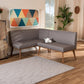 Odessa Mid-Century Modern Grey Fabric Upholstered and Walnut Brown Finished 2-Piece Wood Dining Nook Banquette Set FredCo