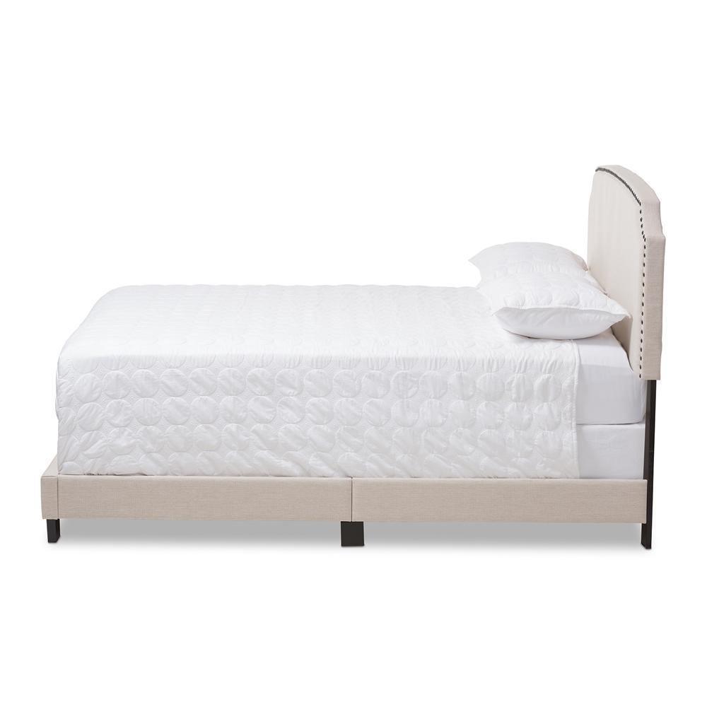 Odette Modern and Contemporary Light Beige Fabric Upholstered King Size Bed FredCo