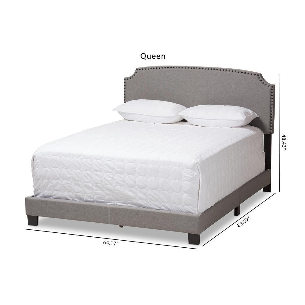 Odette Modern and Contemporary Light Grey Fabric Upholstered Queen Size Bed FredCo