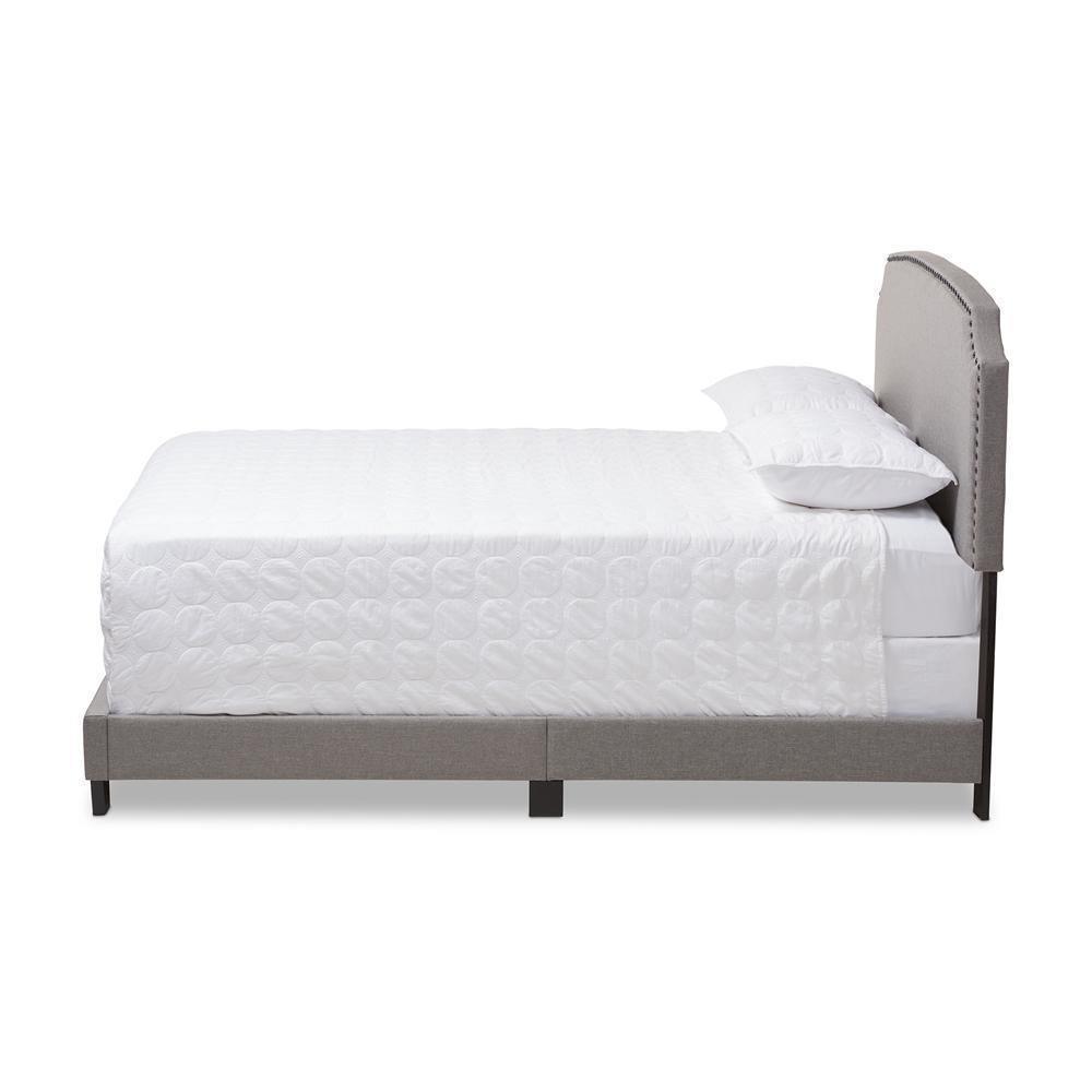 Odette Modern and Contemporary Light Grey Fabric Upholstered Queen Size Bed FredCo
