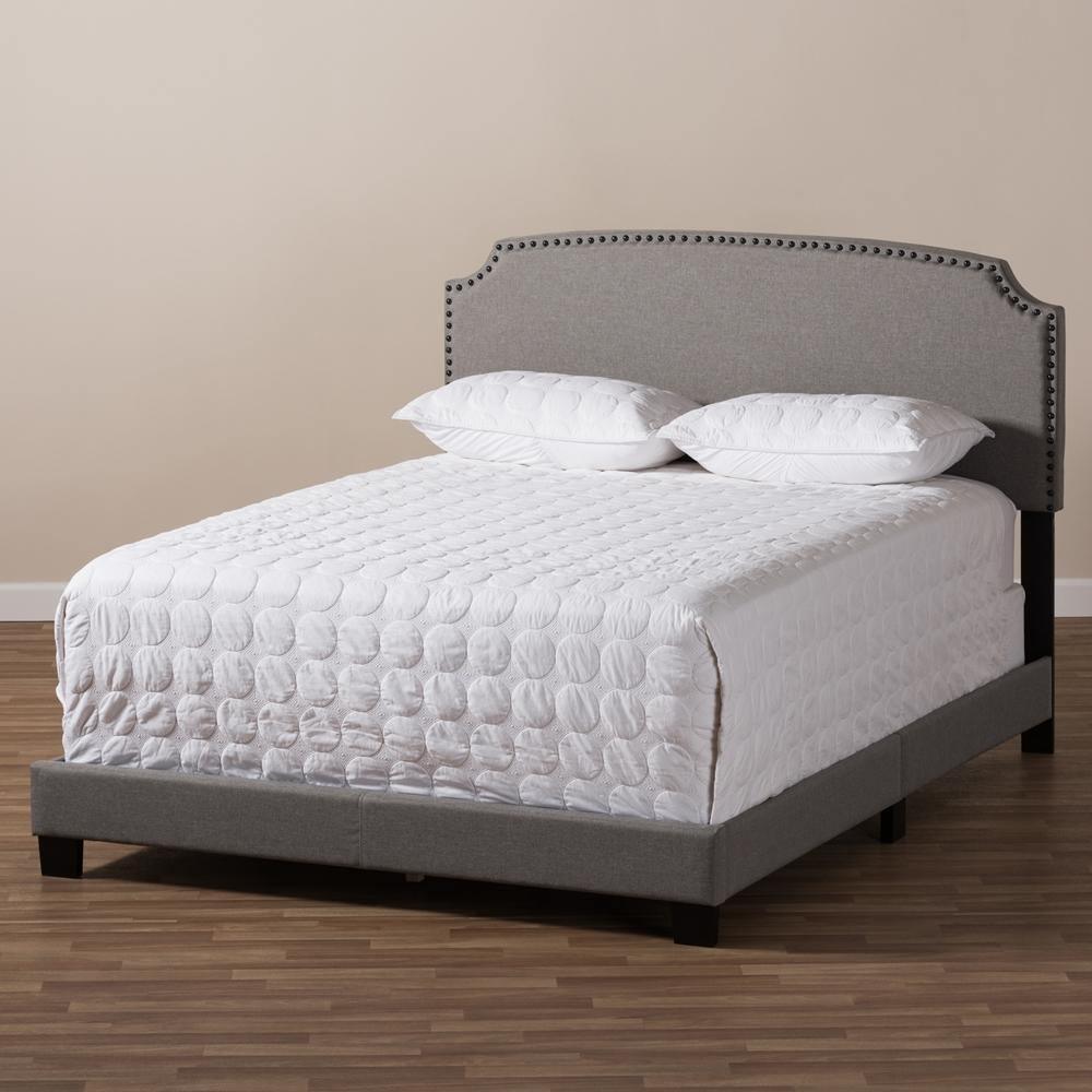 Odette Modern and Contemporary Light Grey Fabric Upholstered Queen Size Bed FredCo