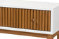 Odile Mid-Century Modern Two-Tone Natural Brown and White Bayur Wood 1-Drawer Console Table FredCo