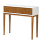 Odile Mid-Century Modern Two-Tone Natural Brown and White Bayur Wood 1-Drawer Console Table FredCo