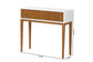 Odile Mid-Century Modern Two-Tone Natural Brown and White Bayur Wood 1-Drawer Console Table FredCo