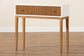 Odile Mid-Century Modern Two-Tone Natural Brown and White Bayur Wood 1-Drawer Console Table FredCo